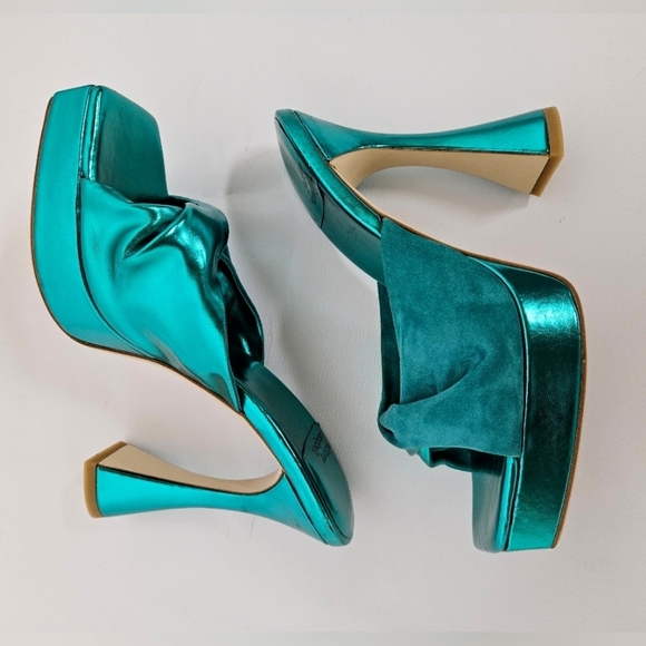 Jeffrey Campbell Hollyweird Platform Metallic Shine Heels In Emerald Size 7 - Picture 5 of 9